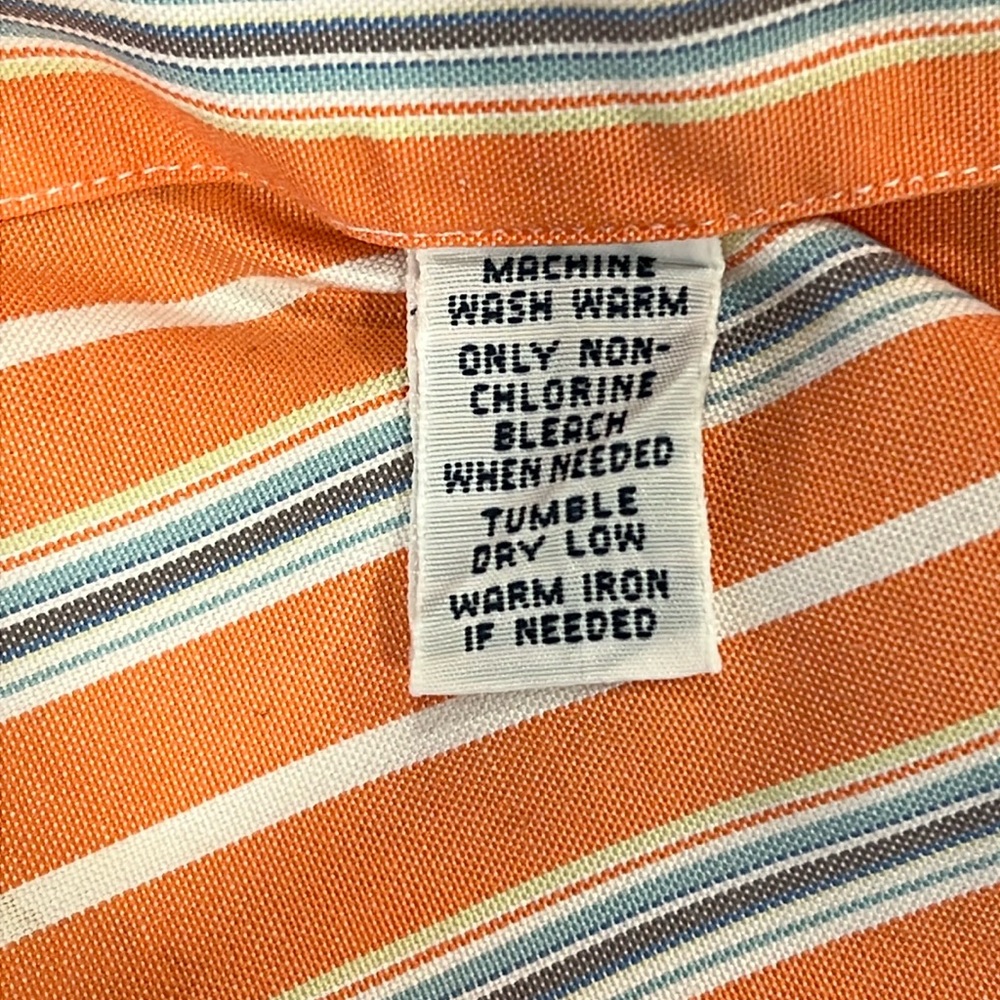 Ralph Lauren Men’s Button Down Orange and Blue Striped Shirt Size Large - Picture 5 of 7